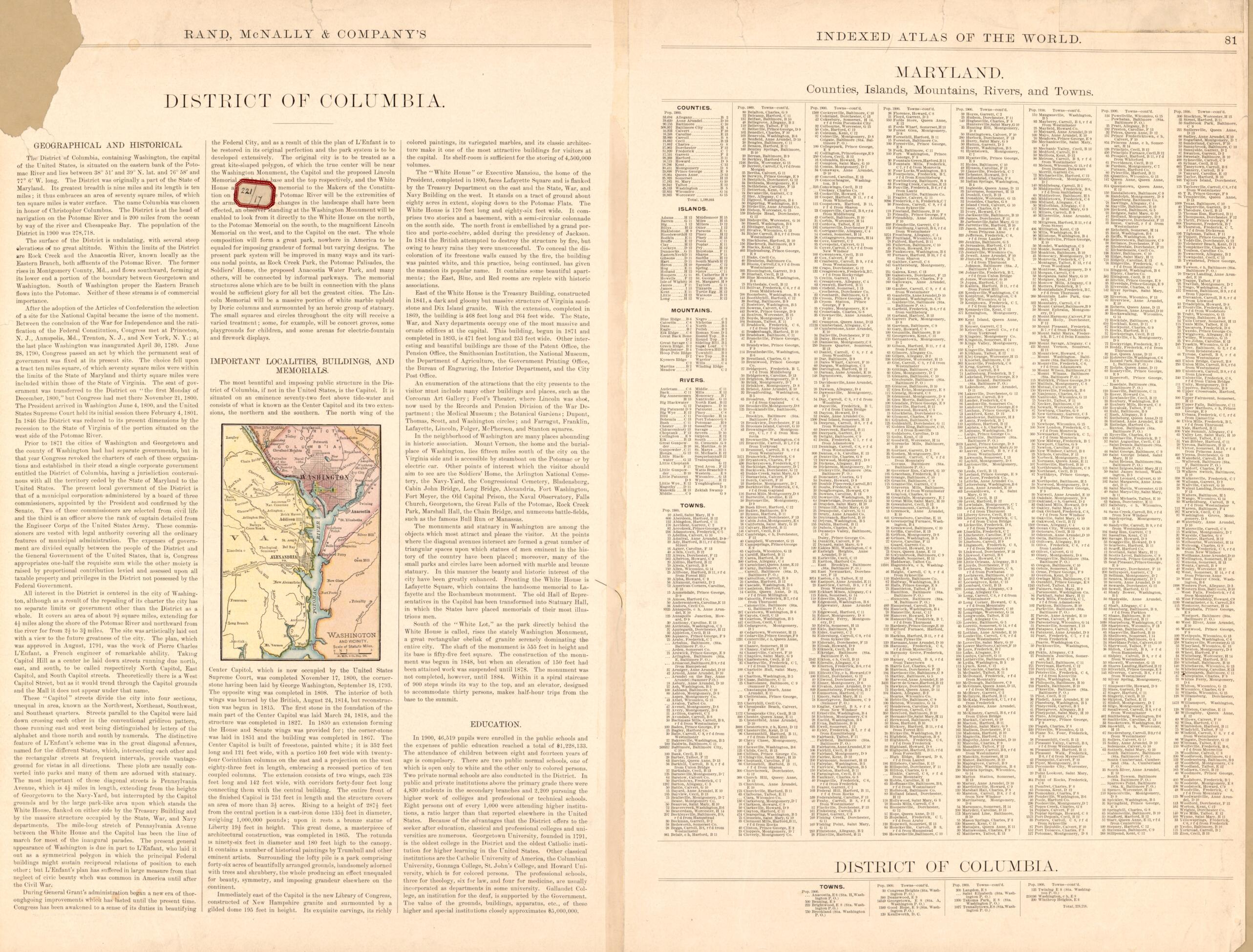 This old map of Washington, D.C from 1902 was created by Rand McNally and Company in 1902