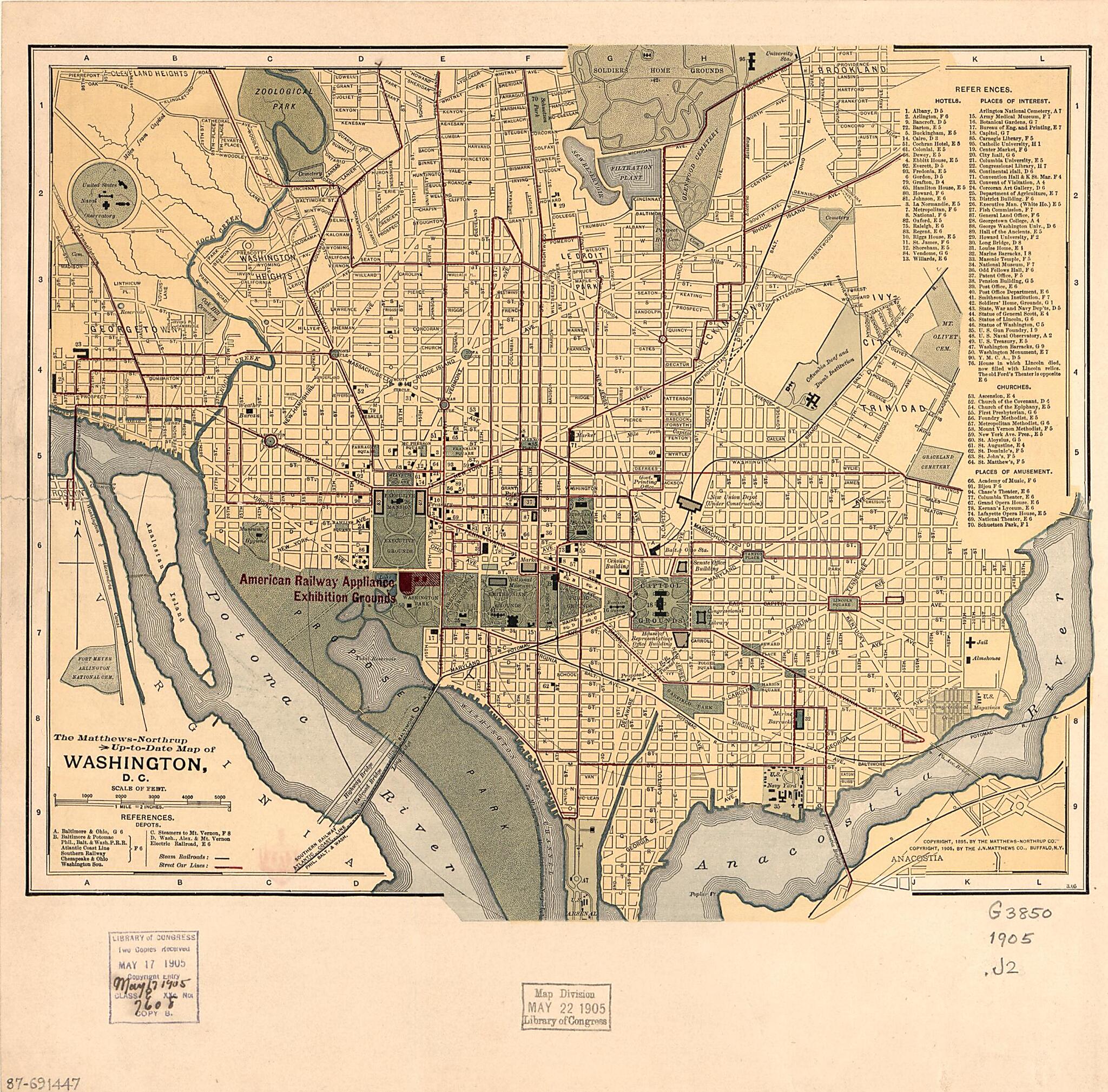 This old map of Northrup Up-to-date Map of Washington, D.C from 1897 was created by J.N. Matthews Co, Northrup Company in 1897