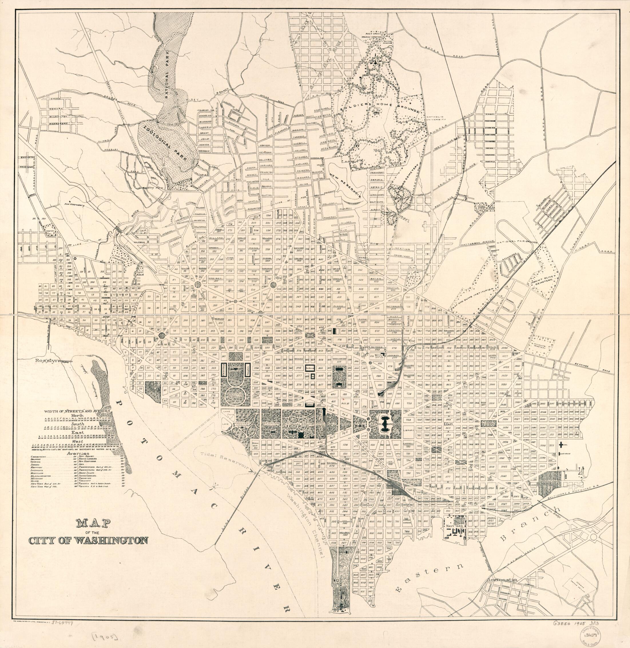 This old map of Map of the City of Washington from 1905 was created by Norris Peters Co in 1905