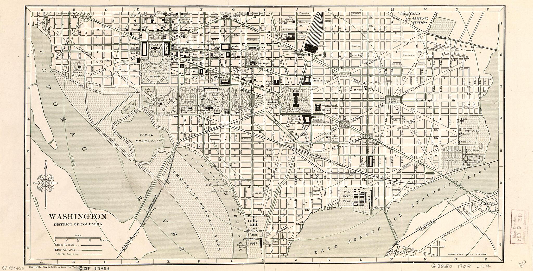 This old map of Washington, District of Columbia from 1909 was created by Chas. S. (Charles S.) Lee, R. D. Servoss in 1909