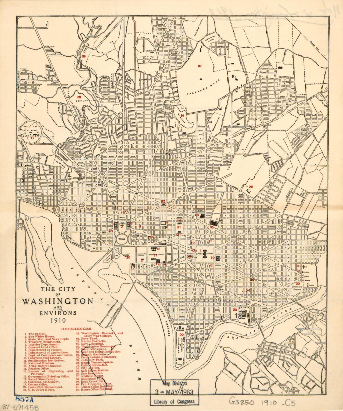 This old map of The City of Washington and Environs : from 1910 was created by in 1910