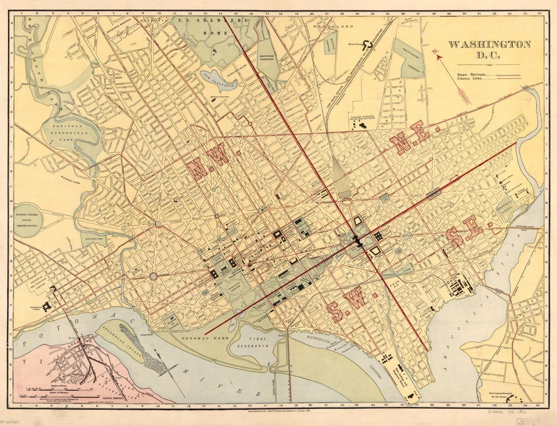 This old map of Washington, D.C from 1910 was created by Rand McNally and Company in 1910