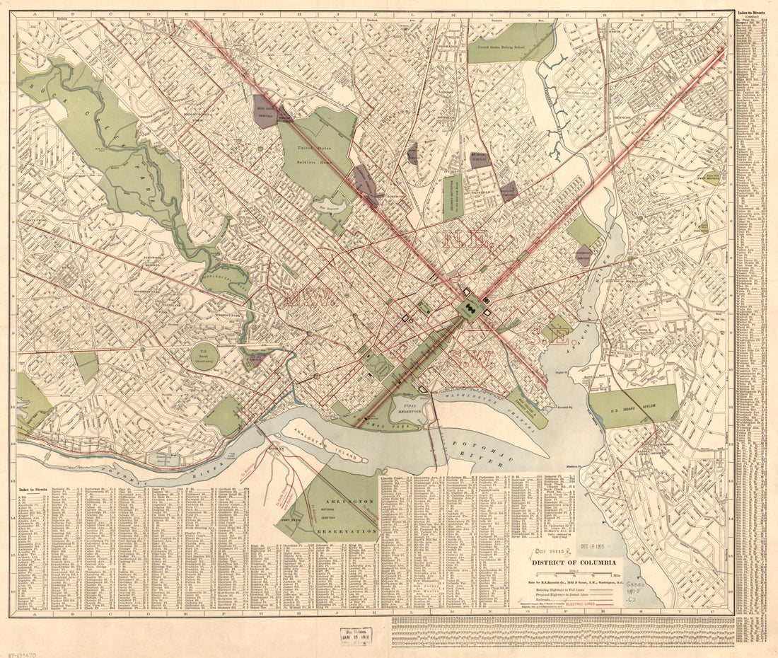 This old map of District of Columbia from 1915 was created by B.S. Reynolds Co, C.S. Hammond & Company in 1915