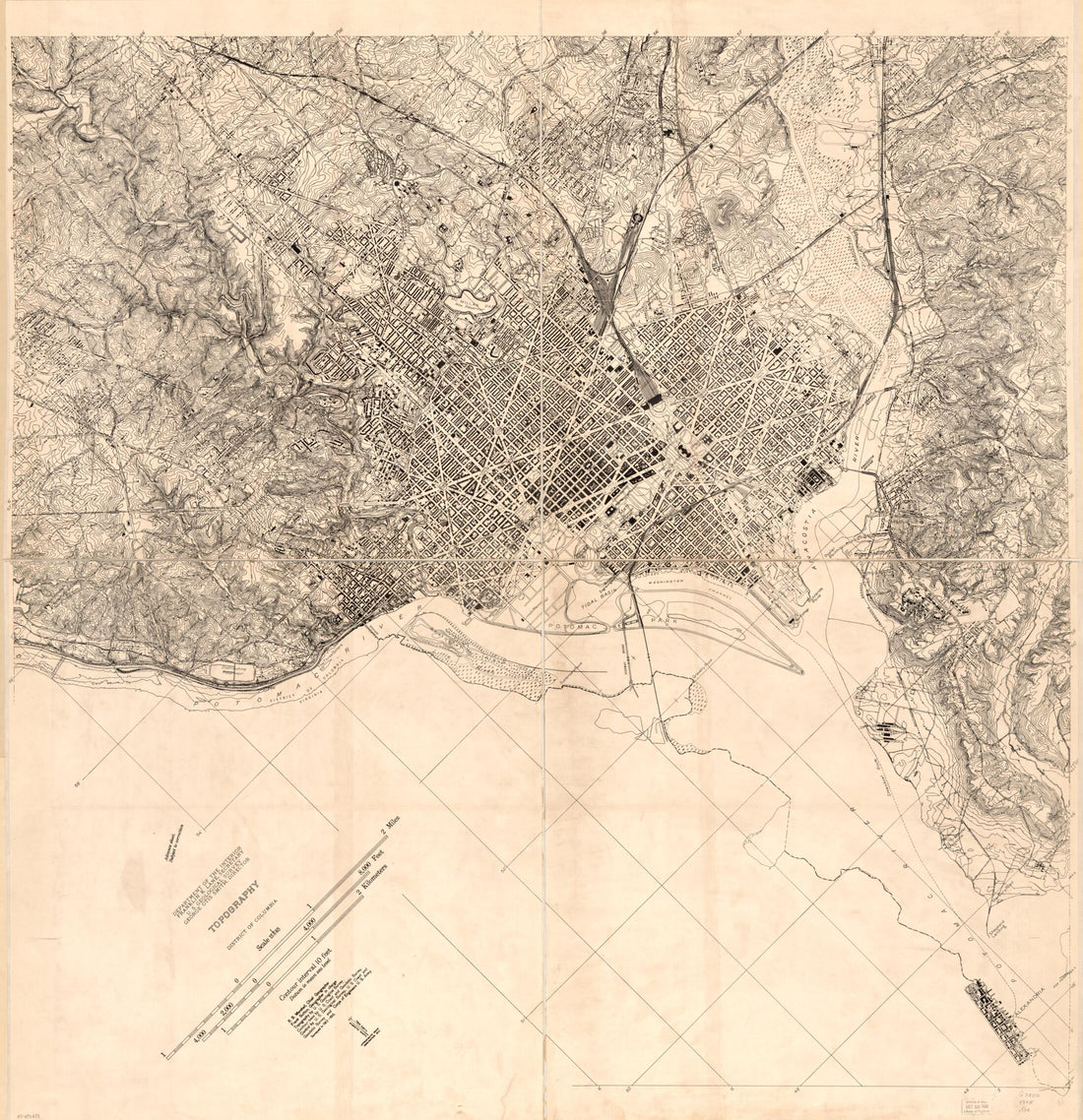 This old map of Topography, District of Columbia from 1915 was created by Geological Survey (U.S.), R. B. (Robert Bradford) Marshall, Frank Sutton, U.S. Coast and Geodetic Survey in 1915