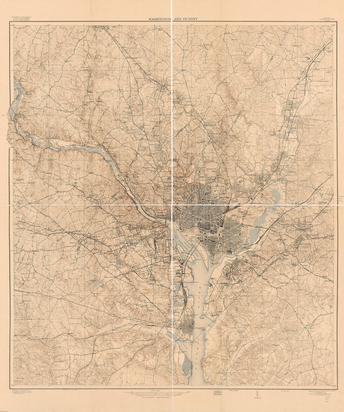 This old map of Washington and Vicinity, Maryland, District of Columbia, Virginia from 1917 was created by Geological Survey (U.S.), R. B. (Robert Bradford) Marshall, Frank Sutton in 1917