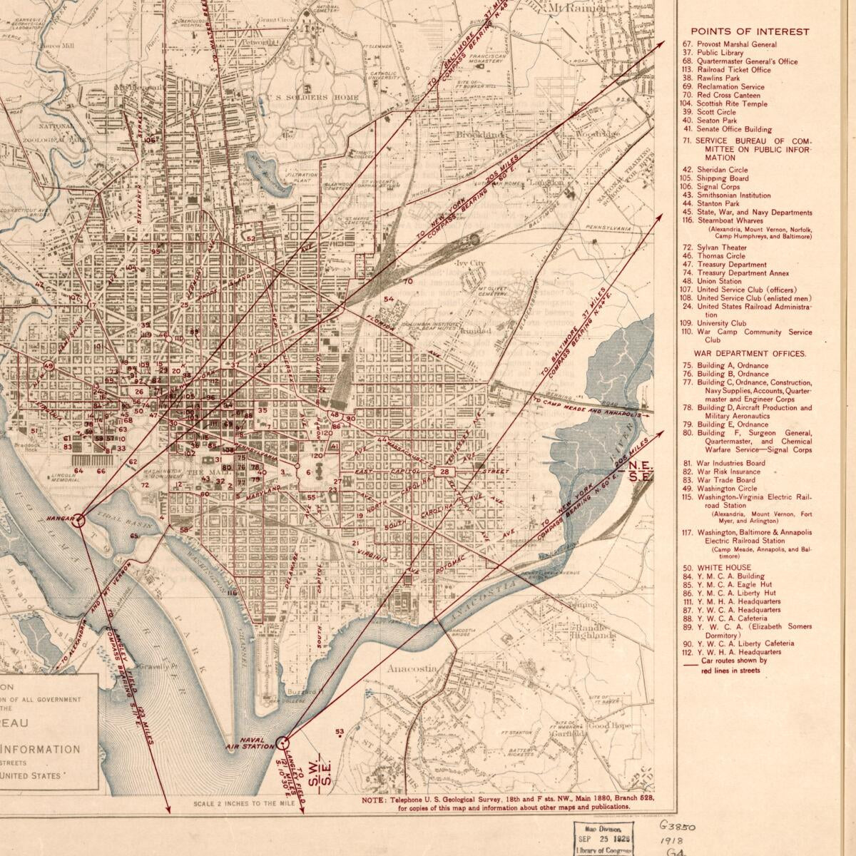 This old map of Special Reprint of the City Portion of the Map of Washington, D.C., and Vicinity from 1918 was created by  Geological Survey (U.S.) in 1918