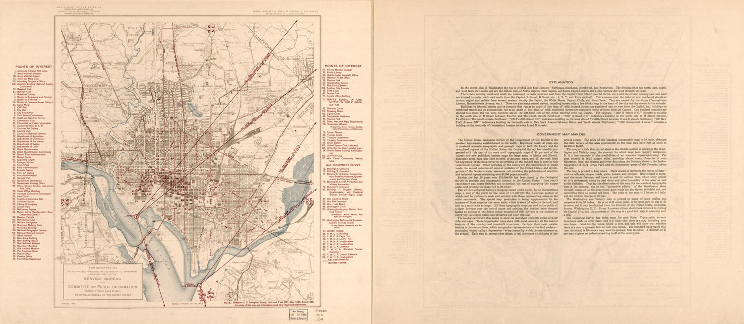 This old map of Special Reprint of the City Portion of the Map of Washington, D.C., and Vicinity from 1918 was created by  Geological Survey (U.S.) in 1918