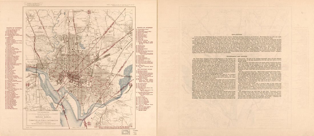 This old map of Special Reprint of the City Portion of the Map of Washington, D.C., and Vicinity from 1918 was created by Geological Survey (U.S.) in 1918