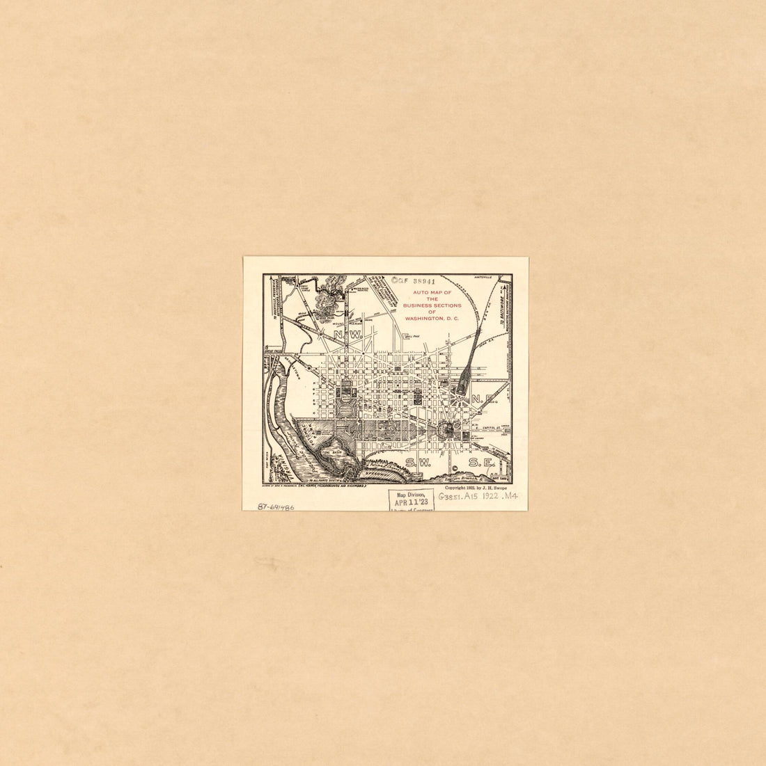 This old map of Auto Map of the Business Sections of Washington, D.C from 1922 was created by Alvin R. Meissner, J. H. Swope in 1922