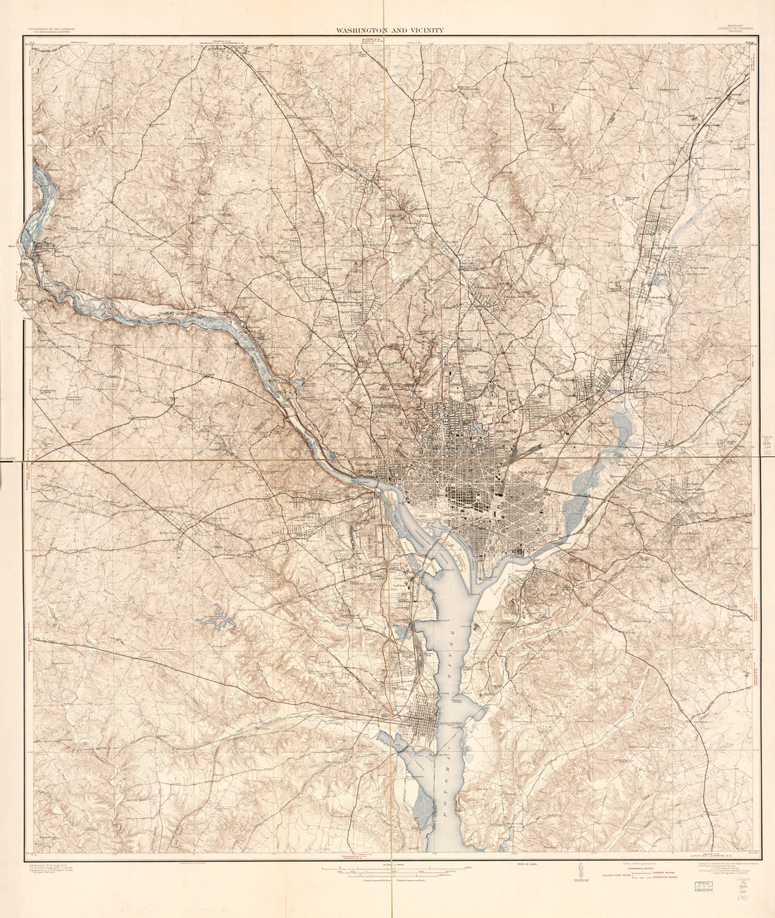 This old map of Washington and Vicinity, Maryland, District of Columbia, Virginia from 1924 was created by Geological Survey (U.S.), R. B. (Robert Bradford) Marshall, Frank Sutton in 1924