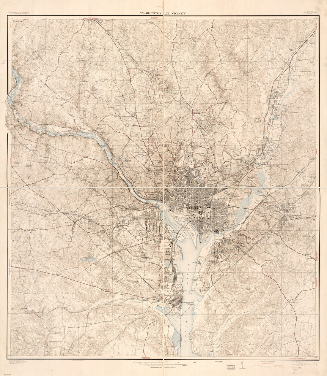 This old map of Washington and Vicinity, Maryland, District of Columbia, Virginia from 1926 was created by Geological Survey (U.S.), R. B. (Robert Bradford) Marshall, Frank Sutton in 1926