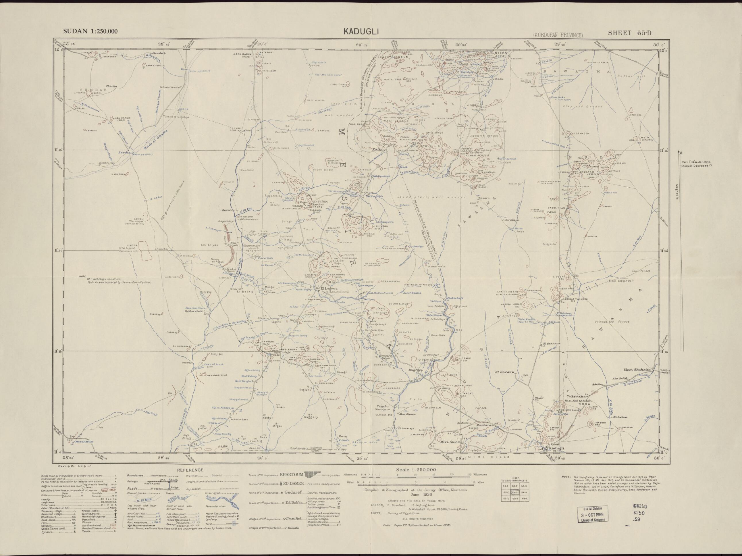 This old map of Sudan 1:250,000 (Egyptian Sudan, Egyptian Sudan and French Equatorial Africa, Egyptian Sudan and Abyssinia, Congo) from 1909 was created by Misāḥah in 1909