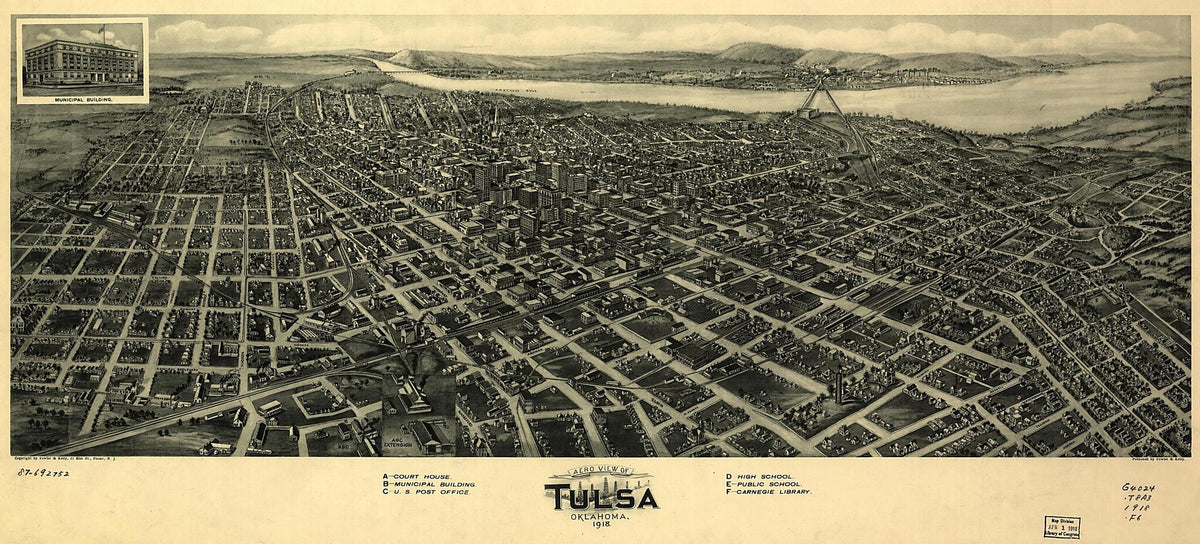 Aero View of Tulsa, Oklahoma, 1918 by Relic Map Company