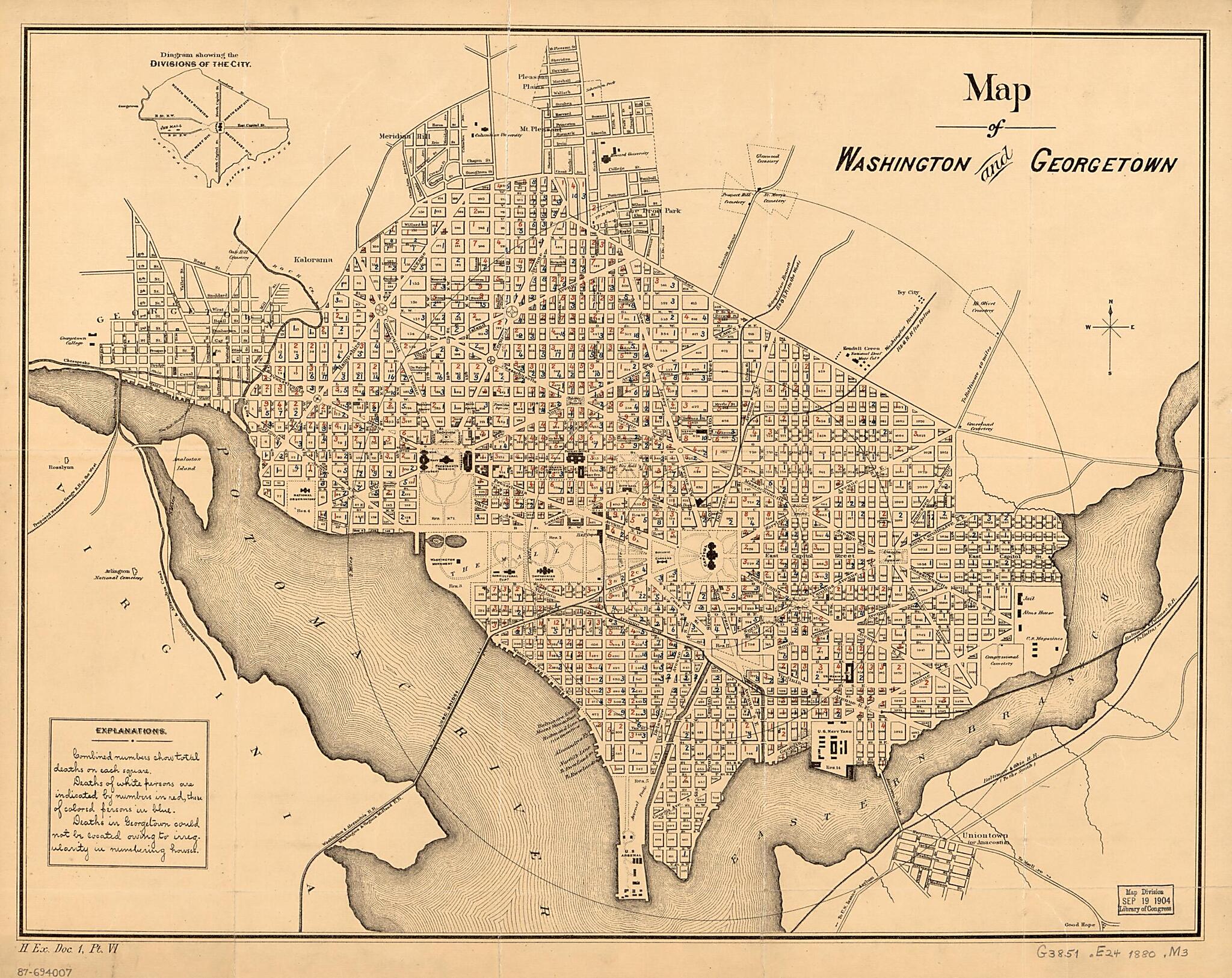 This old map of Map of Washington and Georgetown from 1880 was created by in 1880