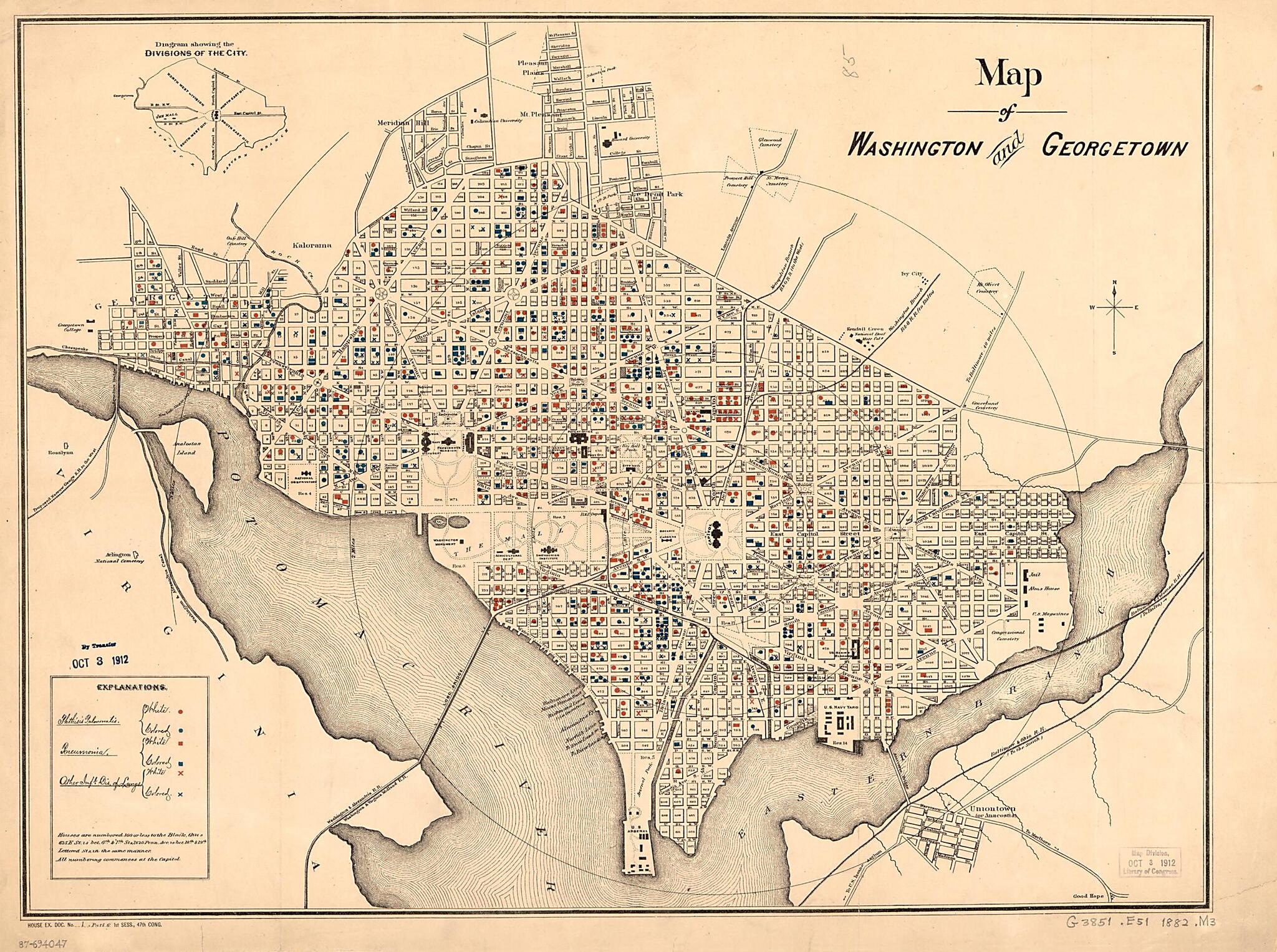 This old map of Map of Washington and Georgetown from 1882 was created by in 1882