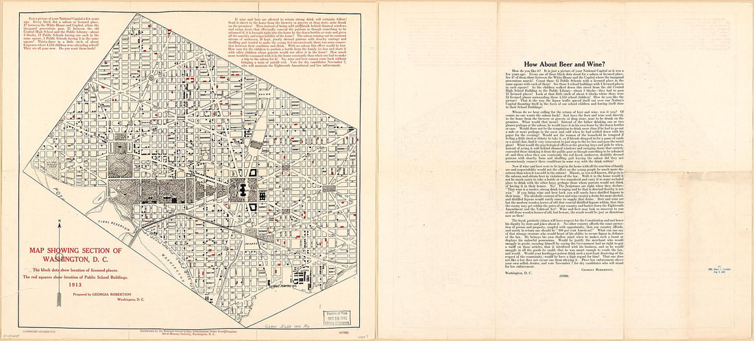 This old map of Map Showing Section of Washington, D.C from 1913 was created by International Order of Good Templars. National Grand Lodge, Georgia Robertson in 1913