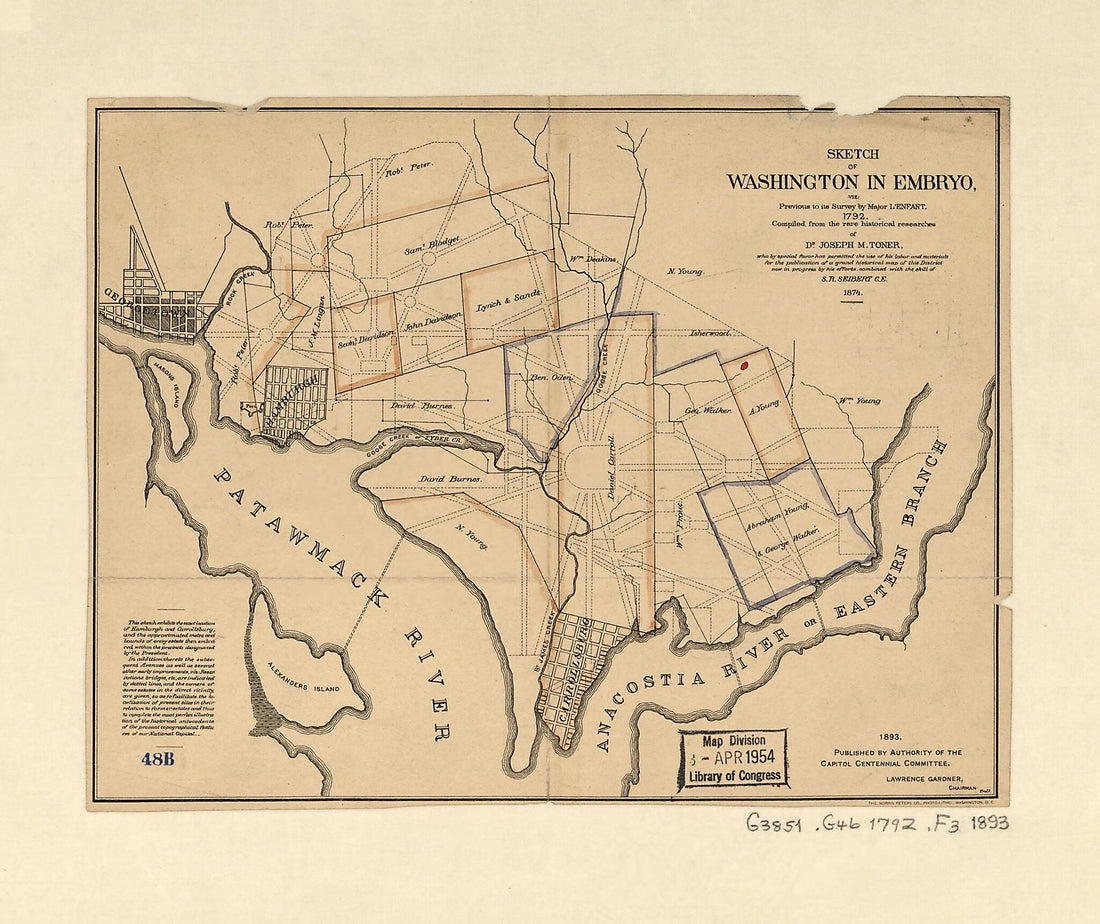 This old map of Sketch of Washington In Embryo : Viz., Previous to Its Survey by Major L&