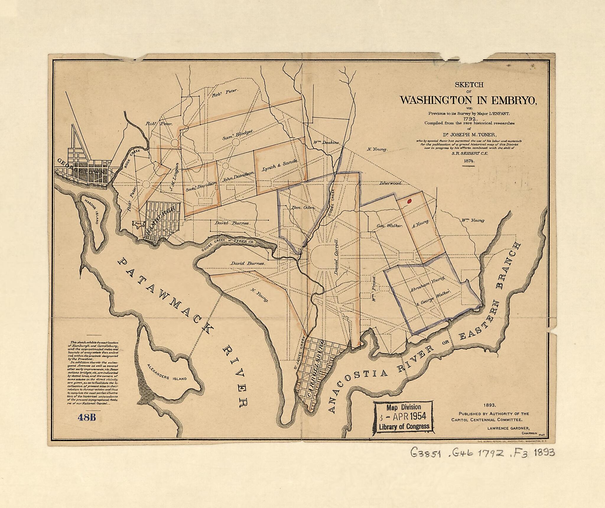 This old map of Sketch of Washington In Embryo : Viz., Previous to Its Survey by Major L&