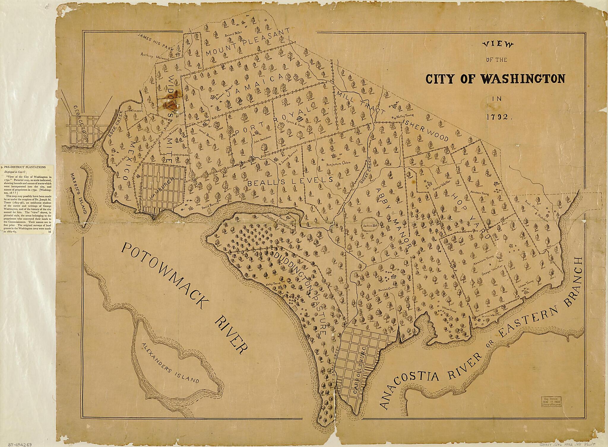This old map of View of the City of Washington In from 1792 was created by in 1792