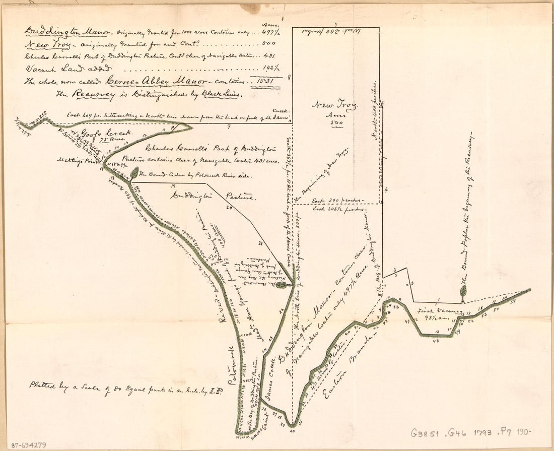 This old map of Cadastral Survey Map of Land Tracts In Central Washington D.C. Ca. from 1793 was created by John F. A. Priggs in 1793