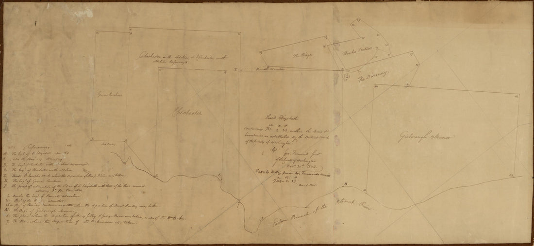 This old map of Survey Map of Land Tracts In Washington D.C. Along the Anacostia River from 1804 was created by George Fenwick, N. (Nicholas) King in 1804