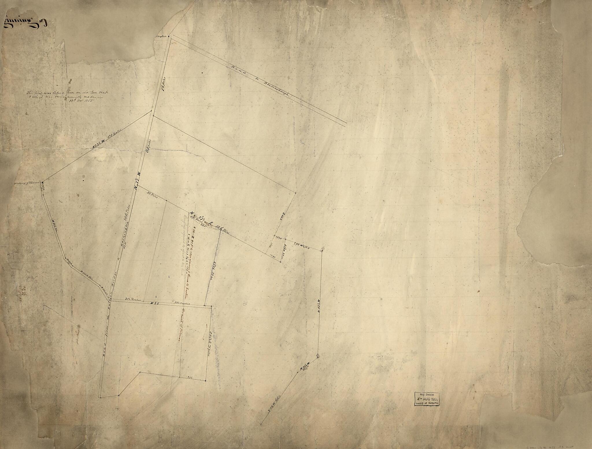 This old map of Cadastral Survey Map of Land Tracts In Washington D.C. Near the Junction of Bladensburg and Benning Roads N.E. from 1855 was created by in 1855