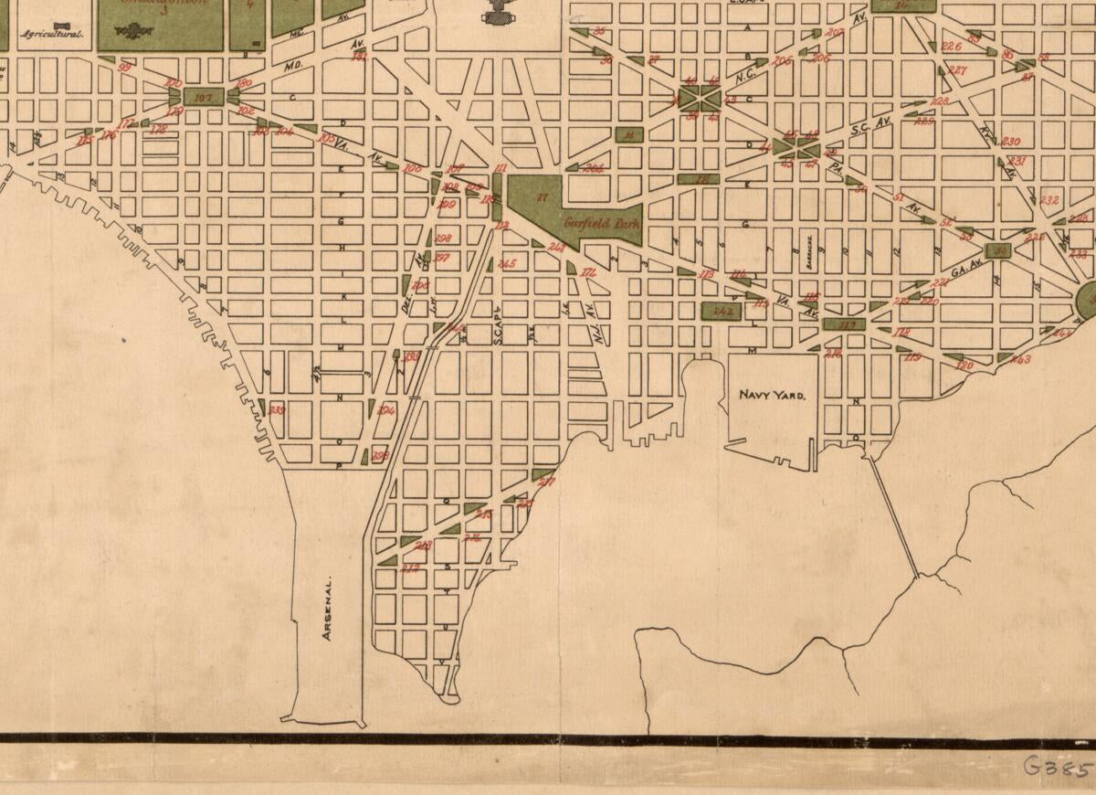 This old map of Map of the City of Washington Showing the Public Reservations Under Control of the Office of Public Buildings and Grounds from 1884 was created by  District of Columbia. Office of the Surveyor, William Forsyth, A. F. Rockwell,  United Sta