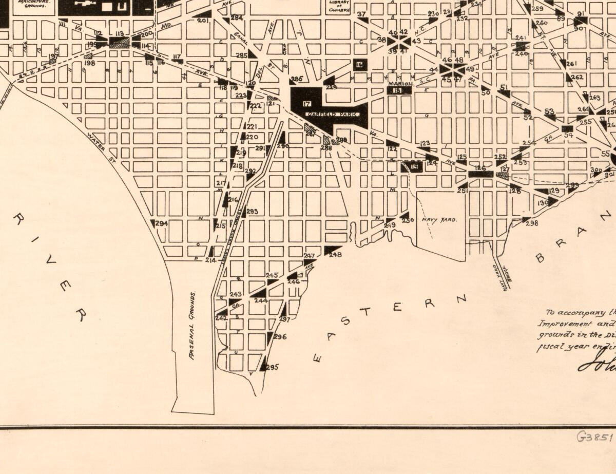 This old map of Map of the City of Washington Showing the Public Reservations Under Control of Office of Public Buildings and Grounds from 1894 was created by John Stewart,  United States. Office of Public Buildings and Grounds, John M. (John Moulder) Wi