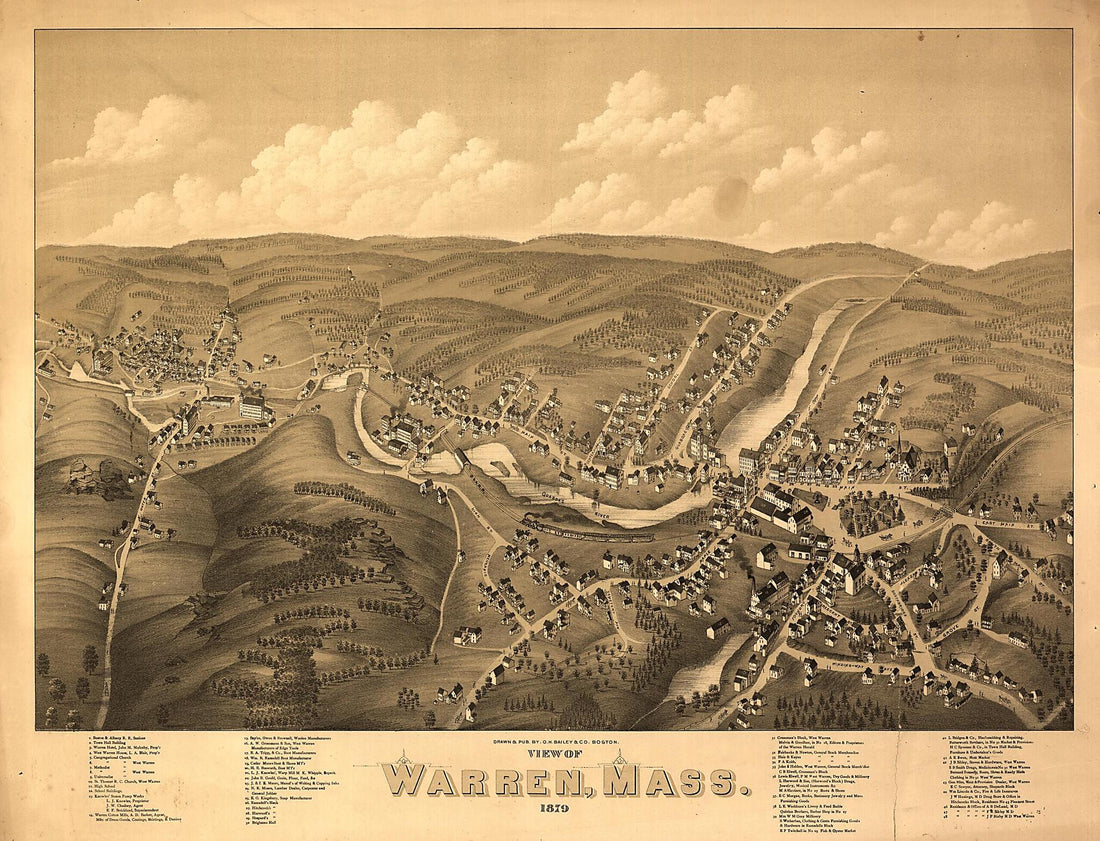 This old map of View of Warren, Massachusetts : from 1879 was created by O.H. Bailey & Co in 1879
