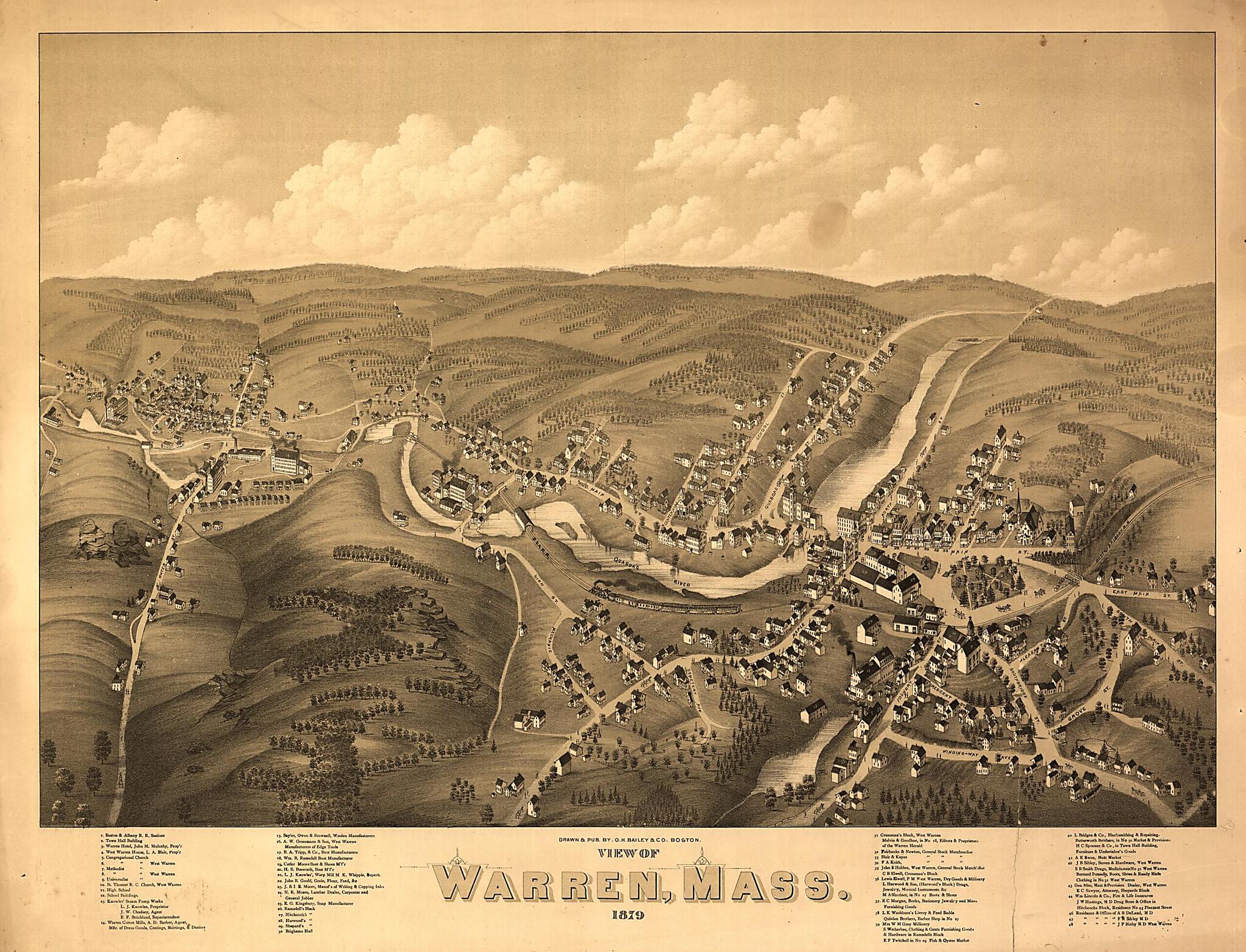 This old map of View of Warren, Massachusetts : from 1879 was created by O.H. Bailey & Co in 1879