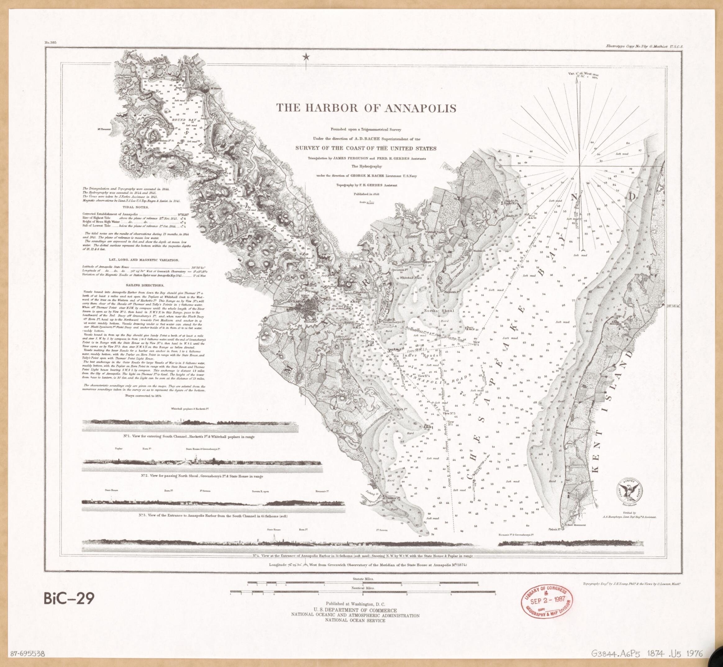This old map of The Harbor of Annapolis : Founded Upon a Trigonometrical Survey from 1874 was created by A. D. (Alexander Dallas) Bache, United States Coast Survey, United States. National Ocean Service in 1874