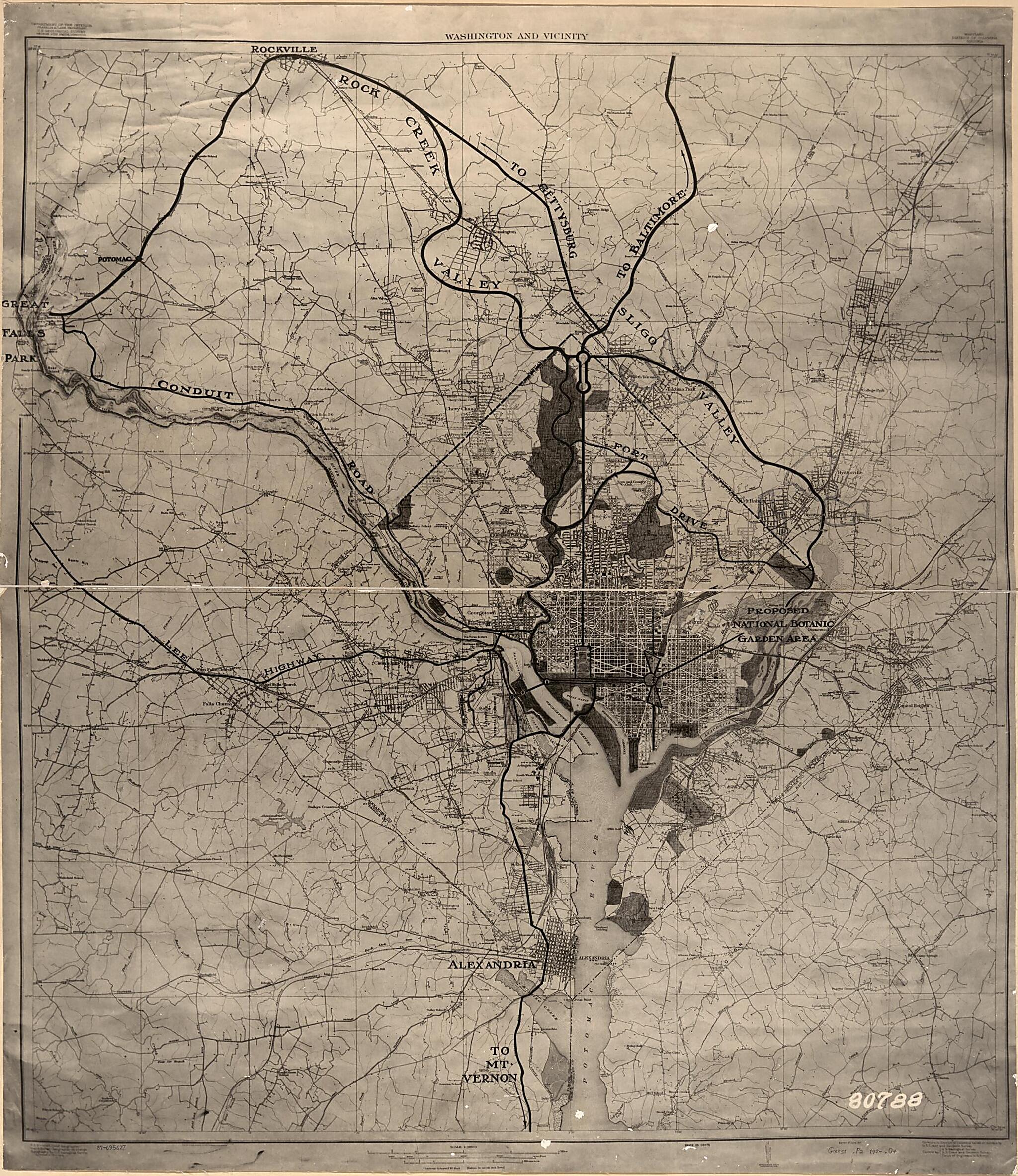 This old map of Washington and Vicinity, Maryland, District of Columbia, Virginia from 1920 was created by Geological Survey (U.S.) in 1920