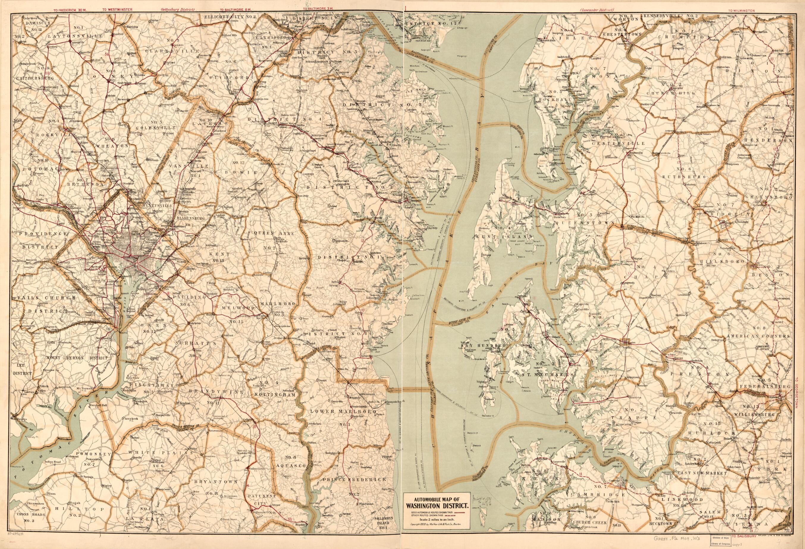 Automobile Map of Washington District 1909 by Relic Map Company