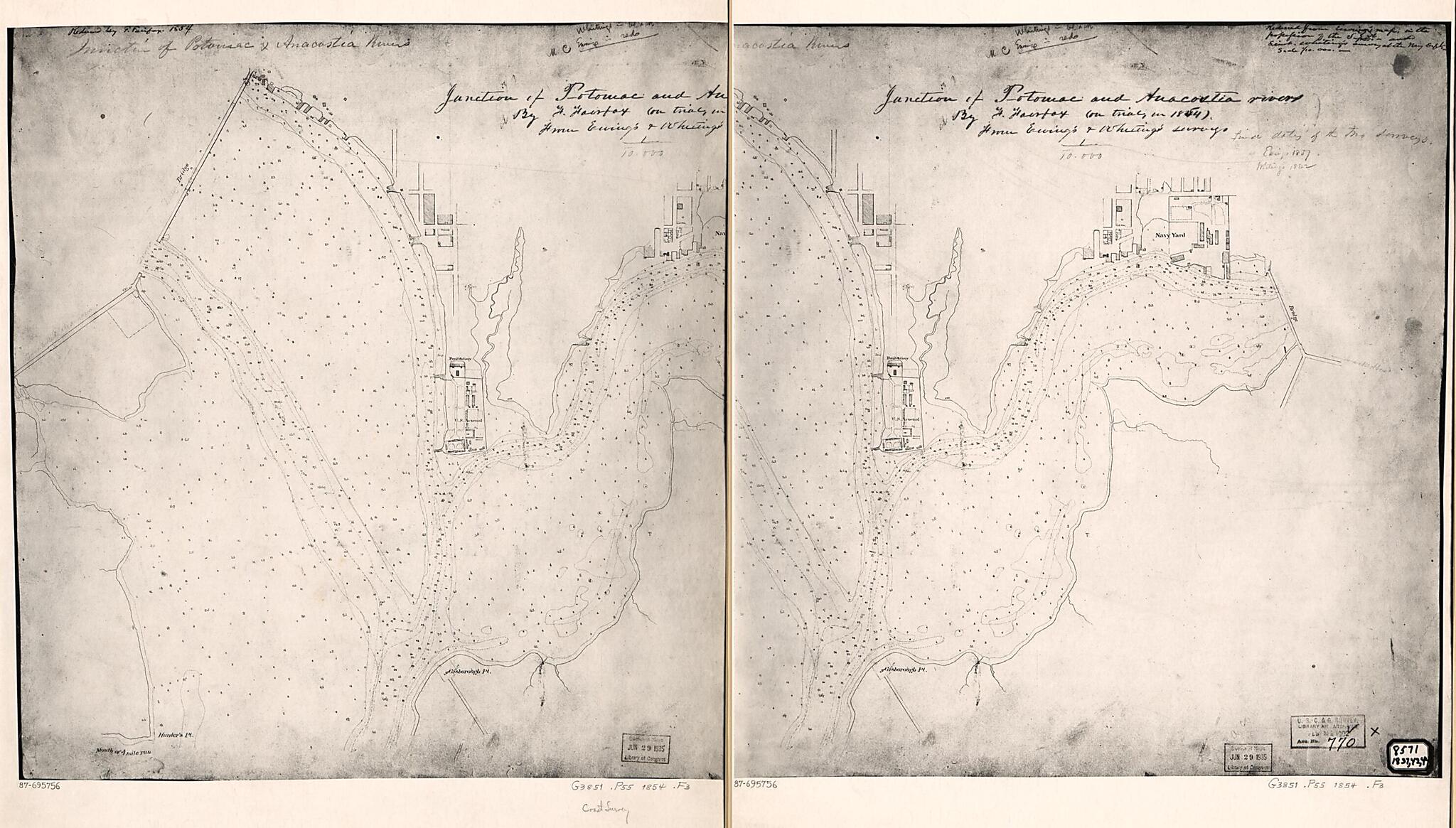 This old map of Junction of Potomac and Anacostia Rivers from 1854 was created by F. Fairfax in 1854