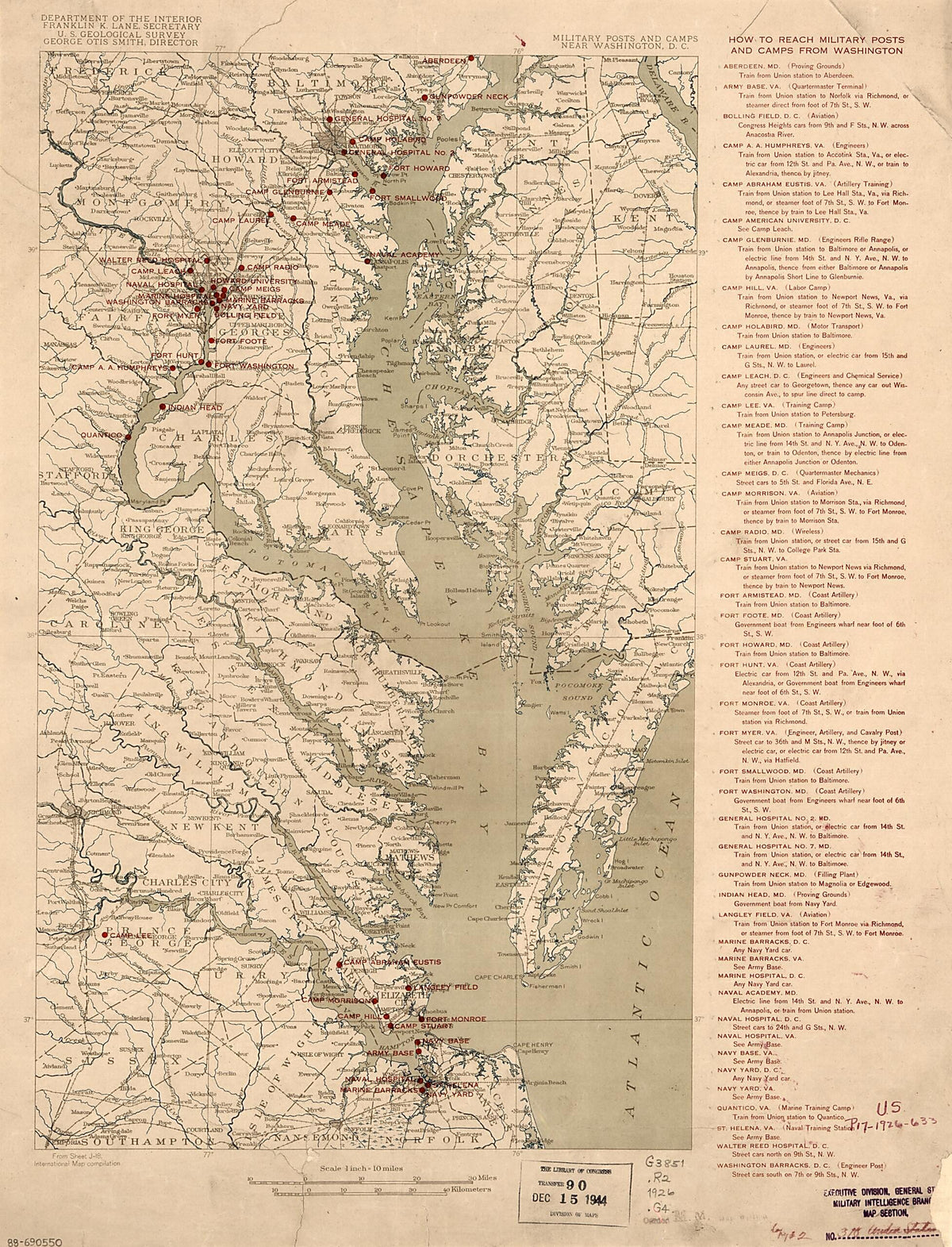 Military Posts and Camps Near Washington, D.C 1926 by Relic Map Company