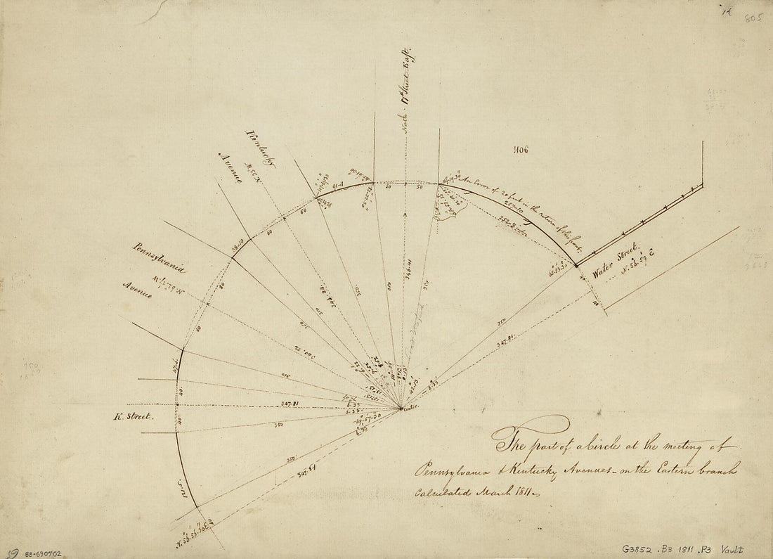 This old map of -on the Eastern Branch : Calculated March from 1811 : Barney Circle S.E., Washin was created by in 1811