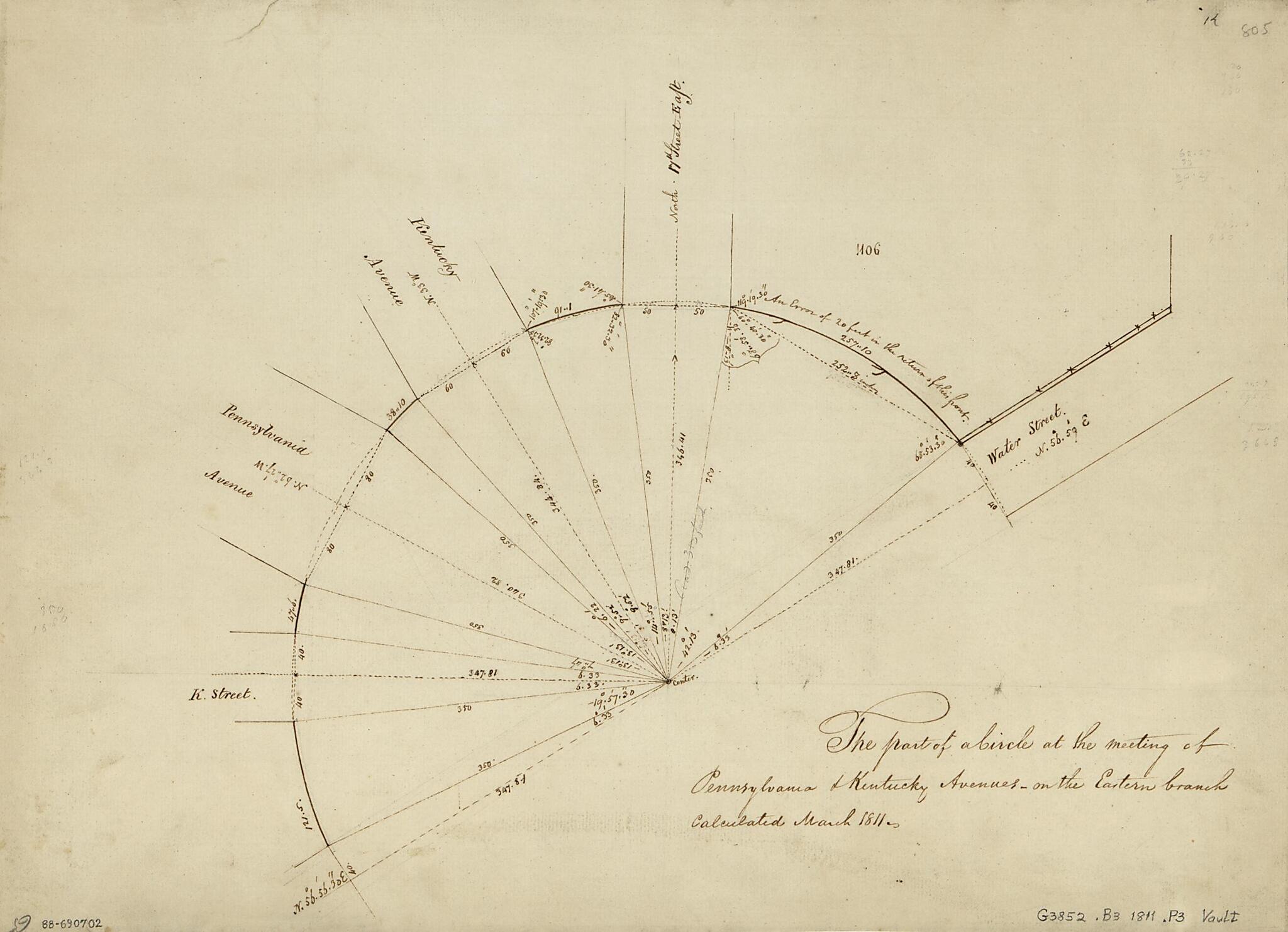 This old map of -on the Eastern Branch : Calculated March from 1811 : Barney Circle S.E., Washin was created by in 1811
