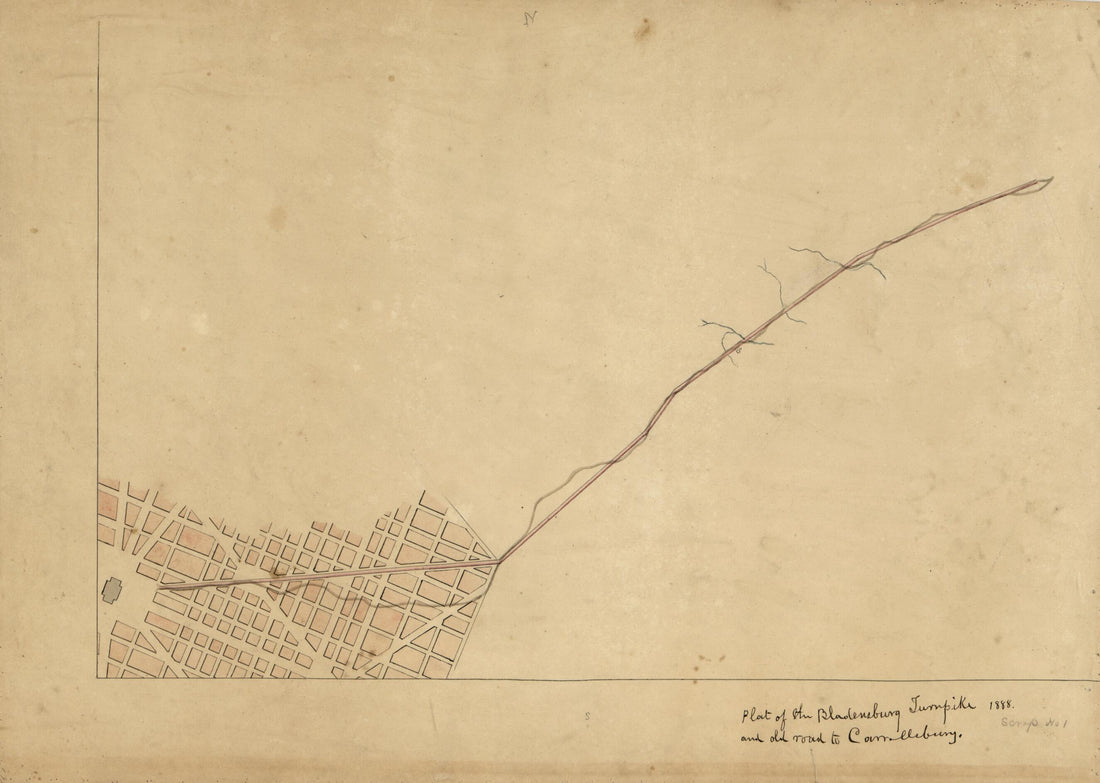 This old map of Plat of the Bladensburg Turnpike and Old Road to Carrollsburg from 1888 was created by Association of the Oldest Inhabitants of the District of Columbia in 1888