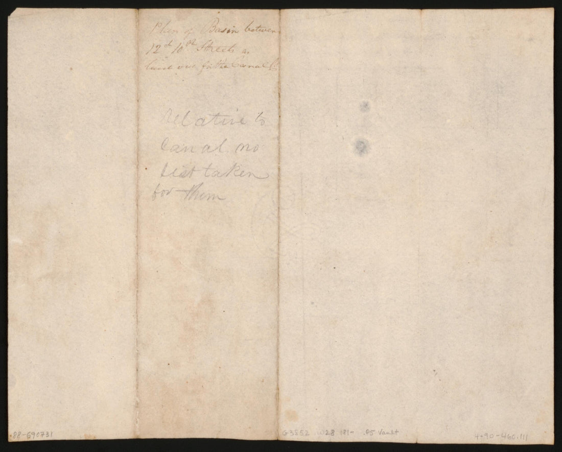 This old map of Plan of Basin Between 12 & 10th Streets As Laid Out for the Canal Co. : Washington Canal, Washington D.C. from 1810 was created by in 1810