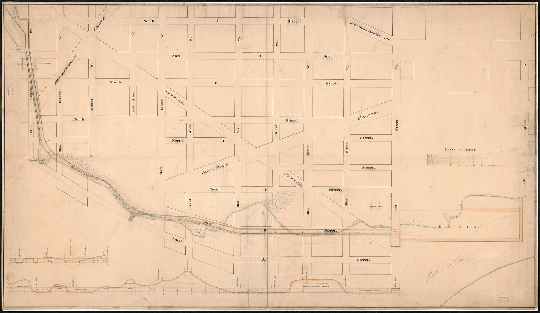 This old map of Map of Washington Showing the Canal from 17th to 27th Streets from 1810 was created by William Forsyth in 1810