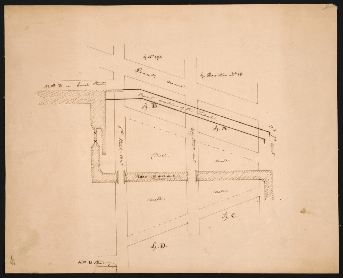 This old map of Map of Part of the Washington Canal at the Eastern End of the Mall, Washington D.C. from 1810 was created by in 1810