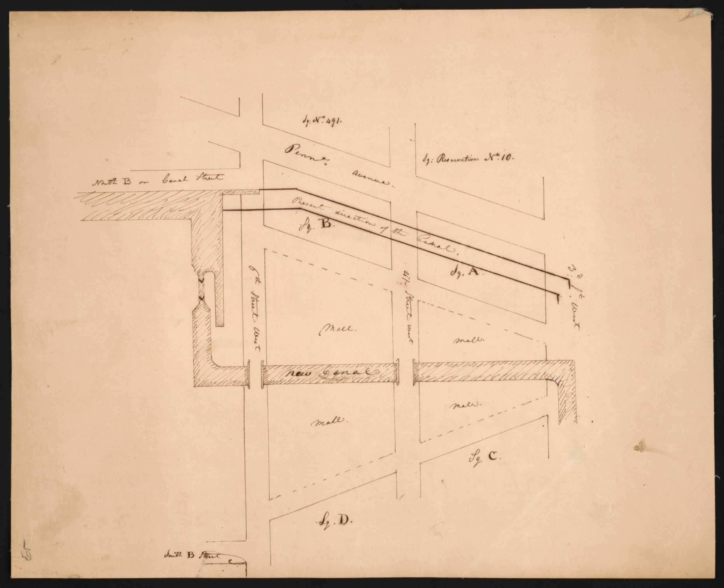 This old map of Map of Part of the Washington Canal at the Eastern End of the Mall, Washington D.C. from 1810 was created by in 1810