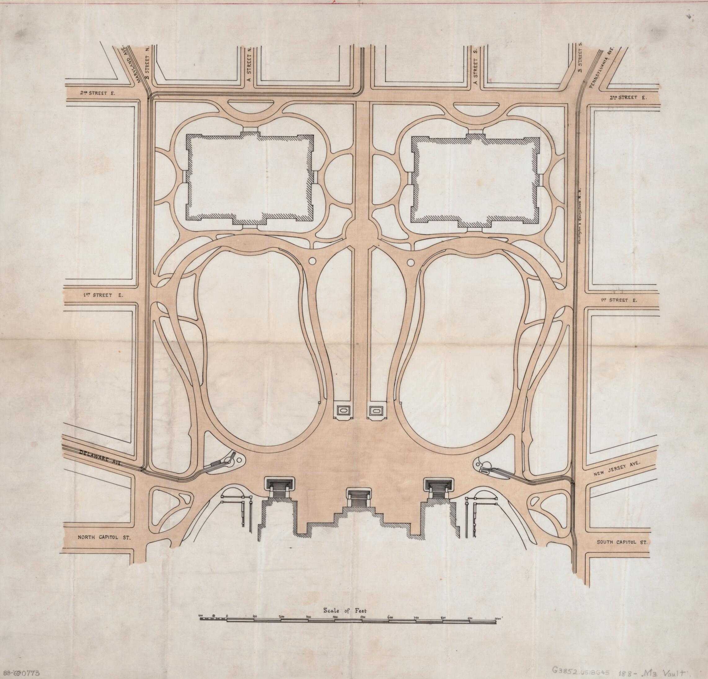 This old map of Map of the Proposed Enlargement and Replanning of the Capitol Grounds, Washington D.C. from 1880 was created by in 1880