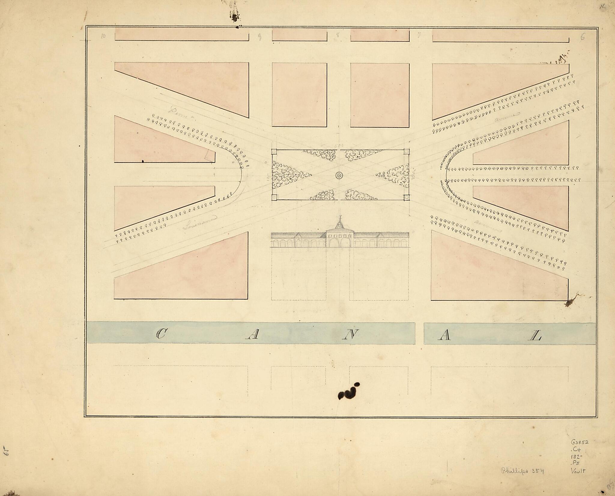 This old map of Plan of the Center Market and Surrounding Squares, Washington D.C. from 1820 was created by in 1820