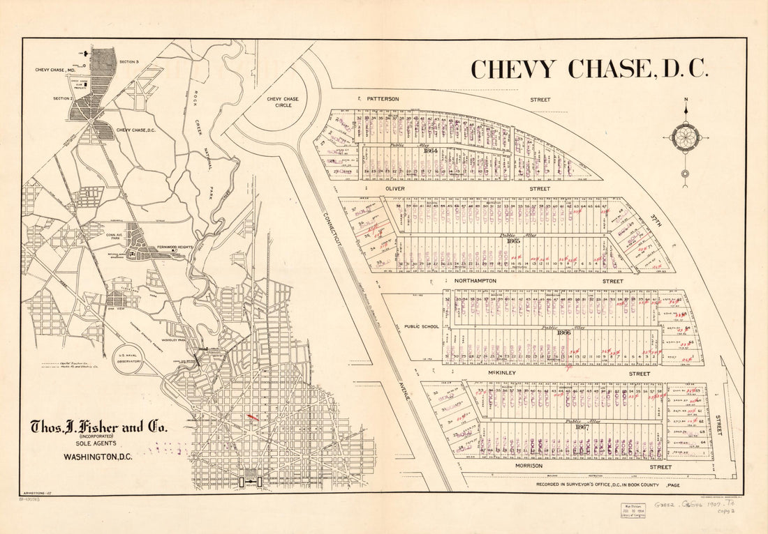 This old map of Chevy Chase, D.C from 1907 was created by Armstrong, Thos. J. Fisher and Co in 1907