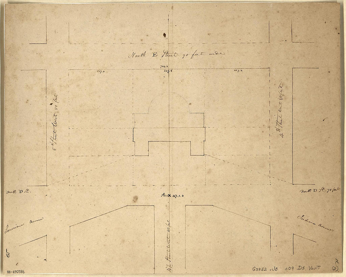 Plan of the Present Situation of the City Hall On the Square Between North D & E Streets & Between 4th & 5th Streets West 1826 by Relic Map Company