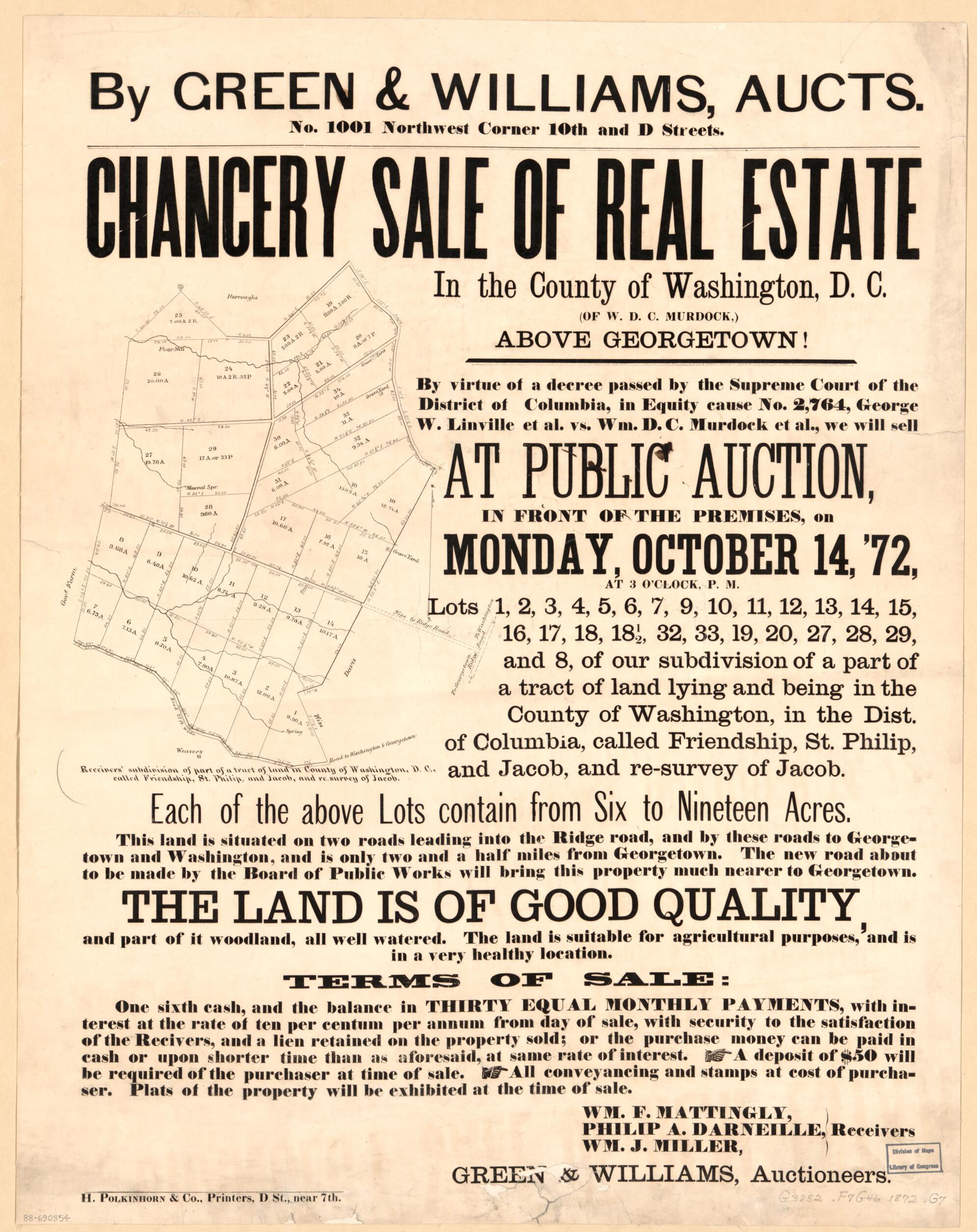 This old map of Survey of Jacob from 1872 was created by Green & Williams, Wm. D. C. (William D. C.) Murdock in 1872