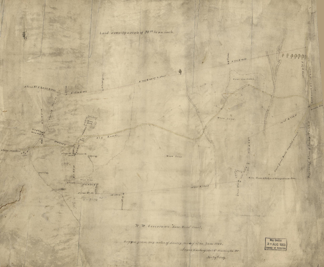 This old map of Wood Tract : part of Washington D.C. from 1852 was created by Lewis Carbery, W. W. (William Wilson) Corcoran, District of Columbia. Office of the Surveyor in 1852