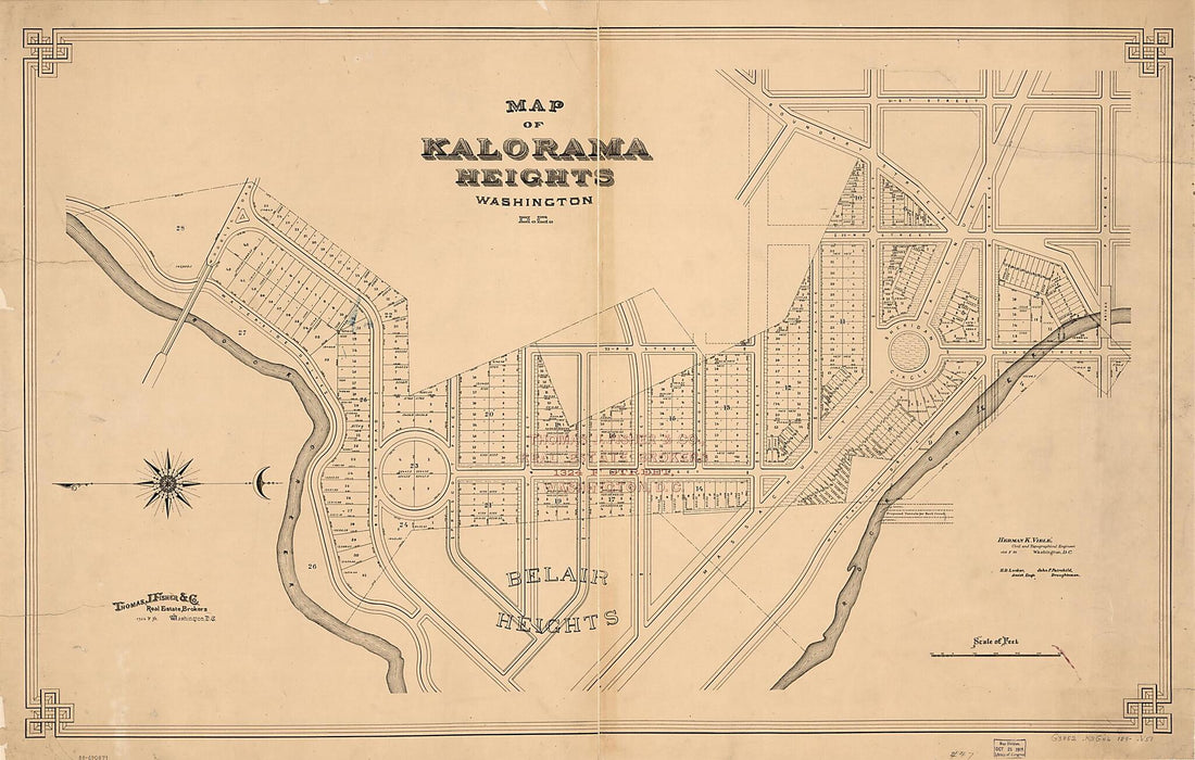 This old map of Map of Kalorama Heights, Washington, D.C from 1890 was created by John F. Fairchild, Henry B. Looker, Thos. J. Fisher and Co, Herman K. Vielé in 1890