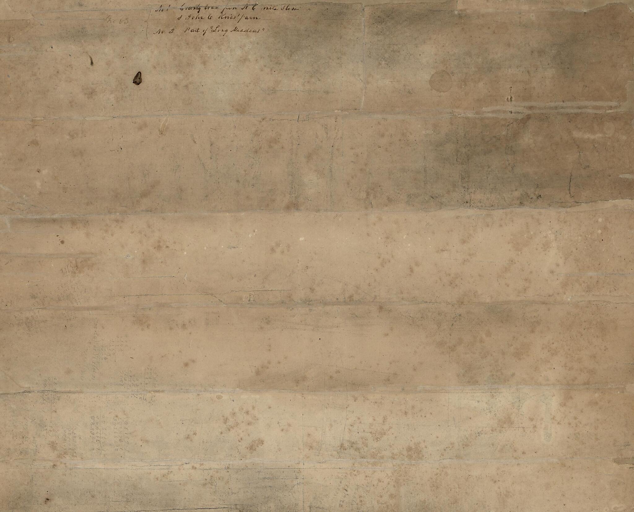 This old map of No. 1. County Land from N.E. Mile Stone & John C. Rives&